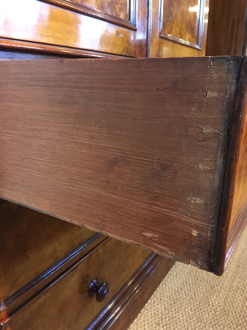 Victorian walnut linen press  View IV