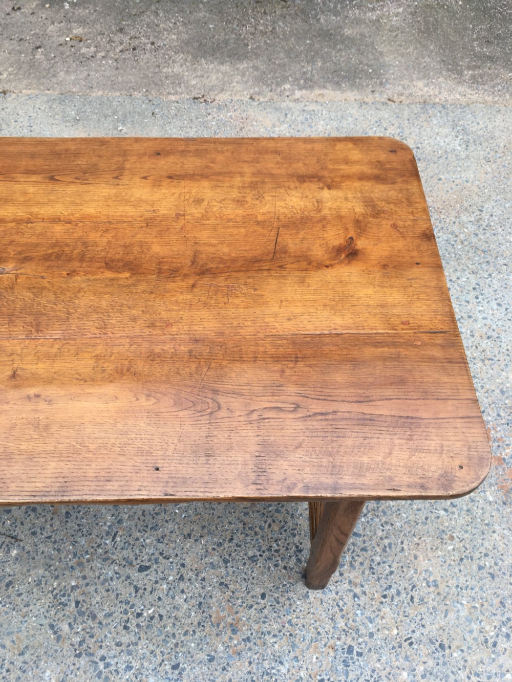 Oak farmhouse table with H stretcher   View III