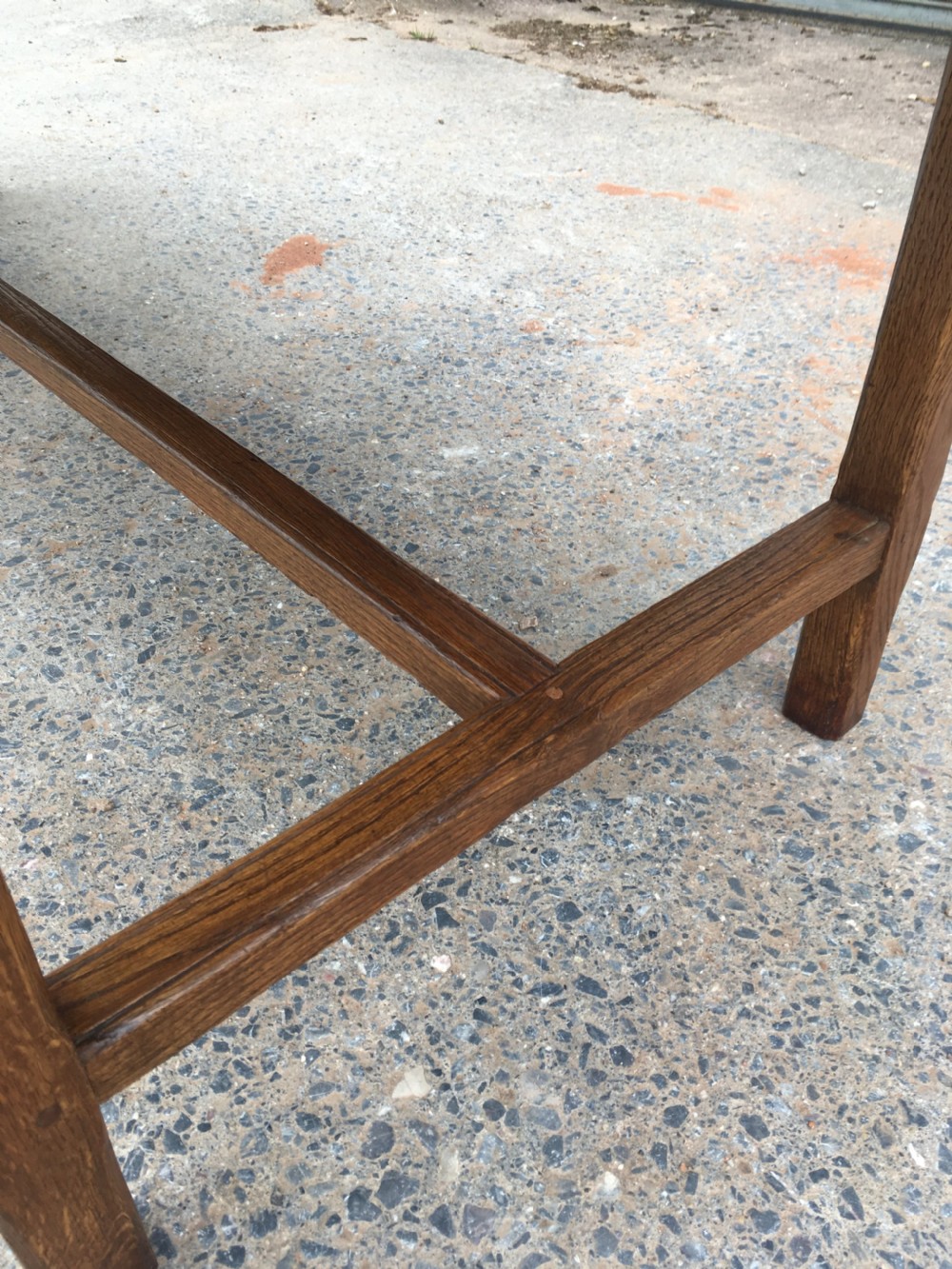 Oak farmhouse table with H stretcher   View IX