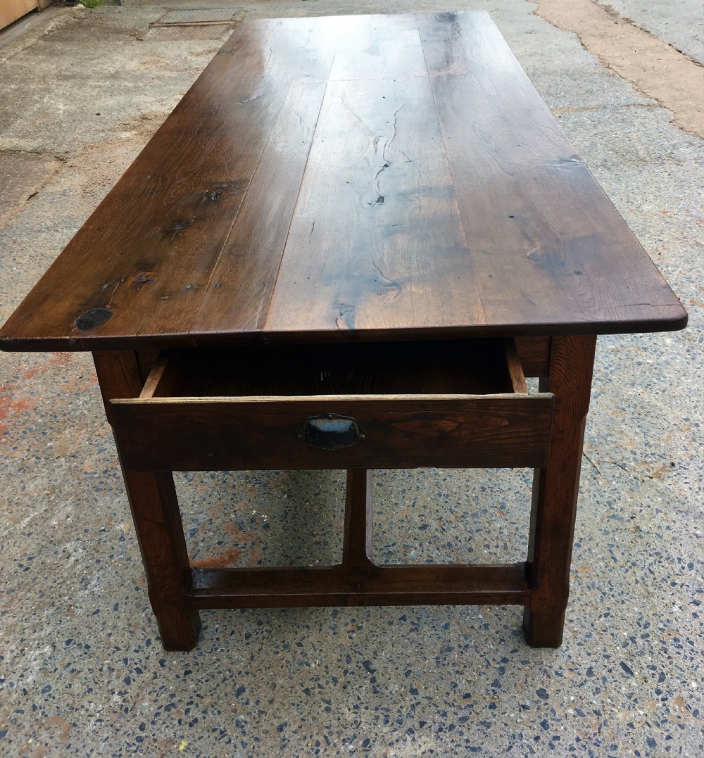 Oak farmhouse table with 3 drawers   View V