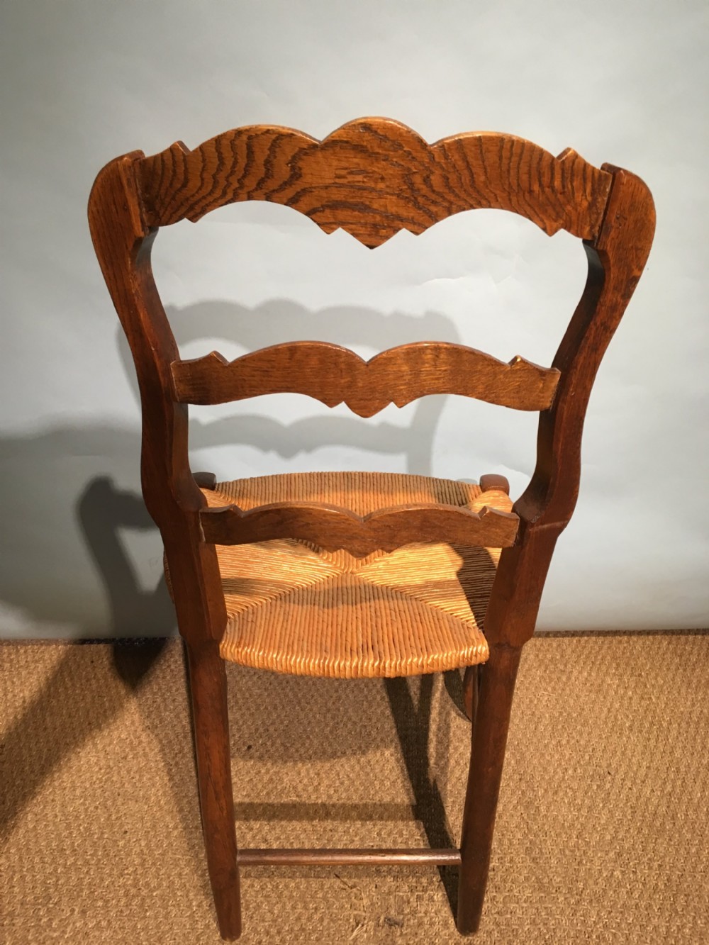 Set of 8 oak and rush seated chairs  View VII
