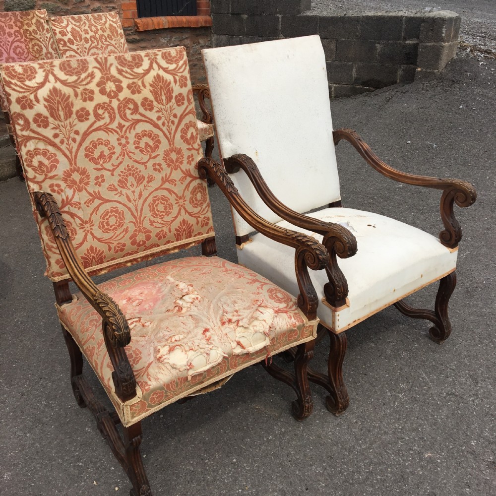  Arm Chairs x 4. French Walnut. c 1880 View III