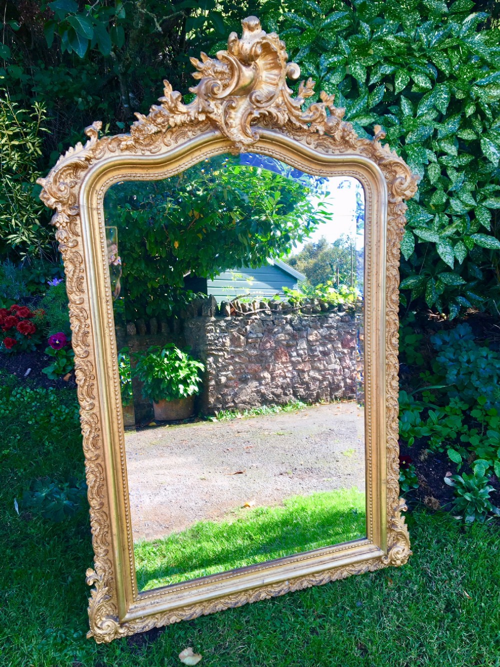 Gilt Mirror / Overmantle. French c 1900