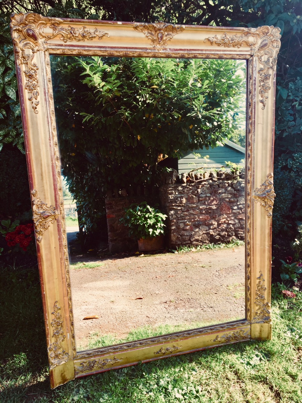 Gilt Wall Mirror / Overmantle Mirror. French C 1890