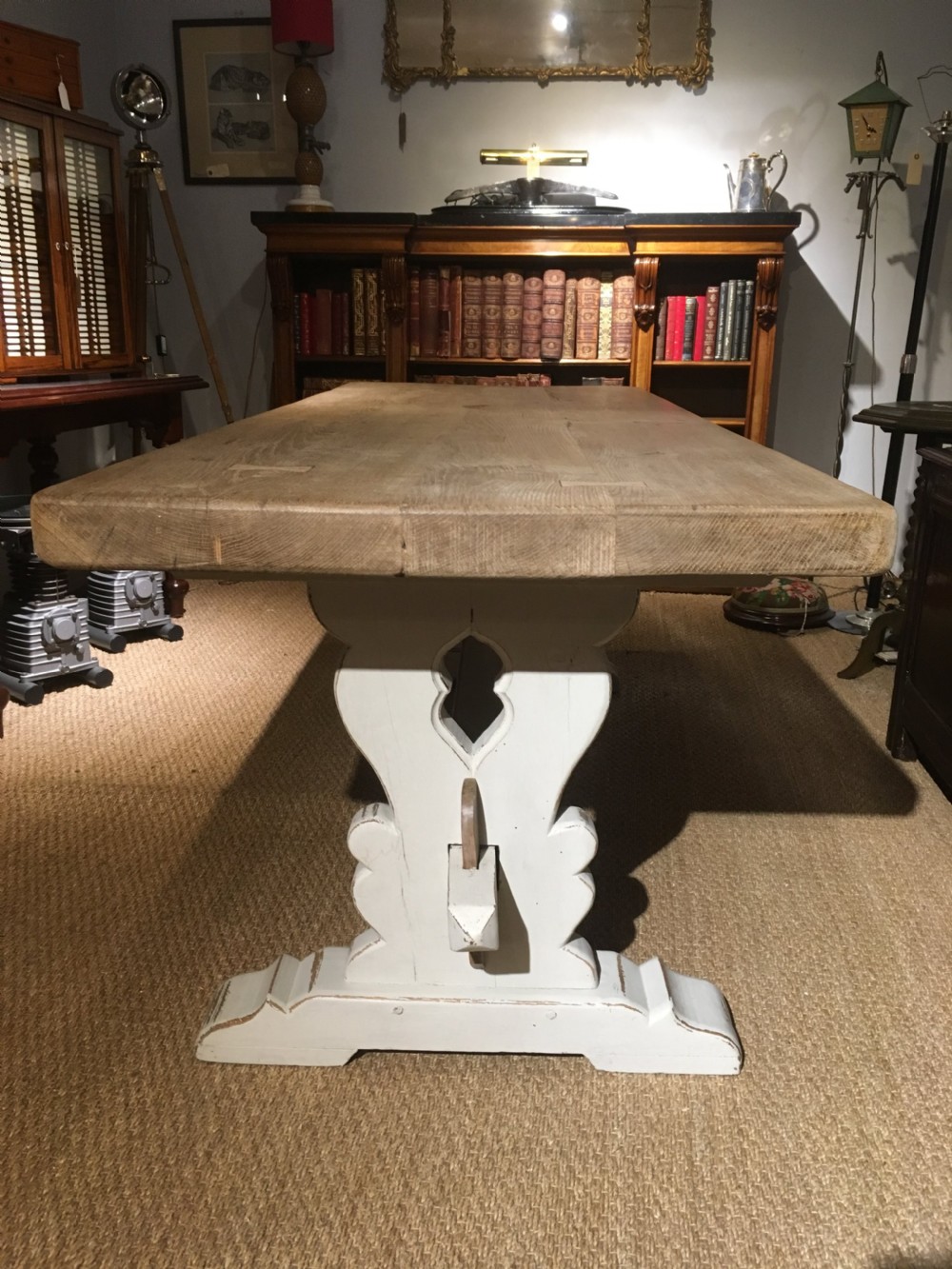 Oak refectory table , scrub top   View II