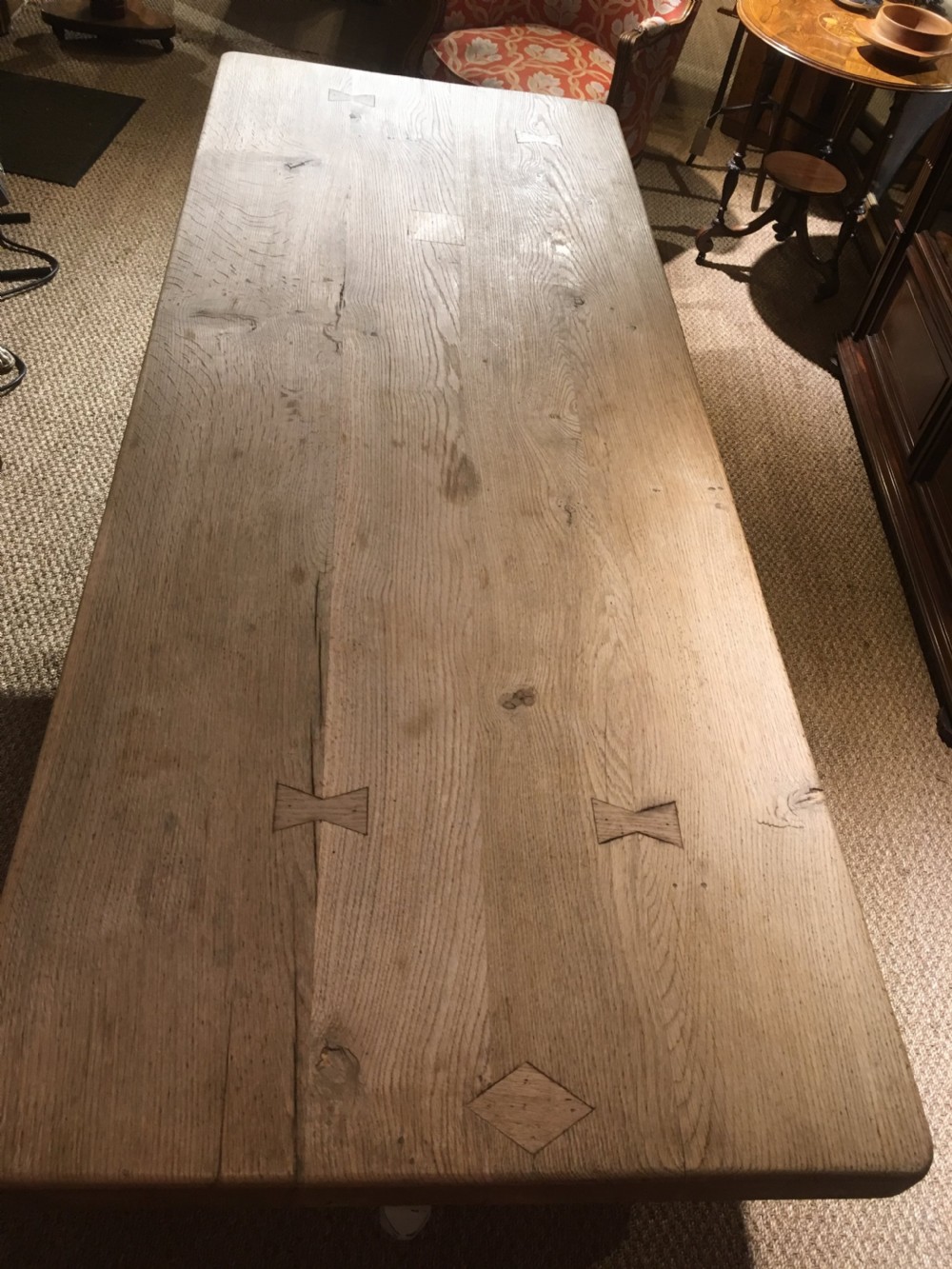 Oak refectory table , scrub top   View VI