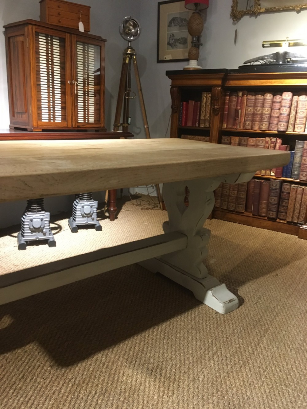 Oak refectory table , scrub top   View VIII