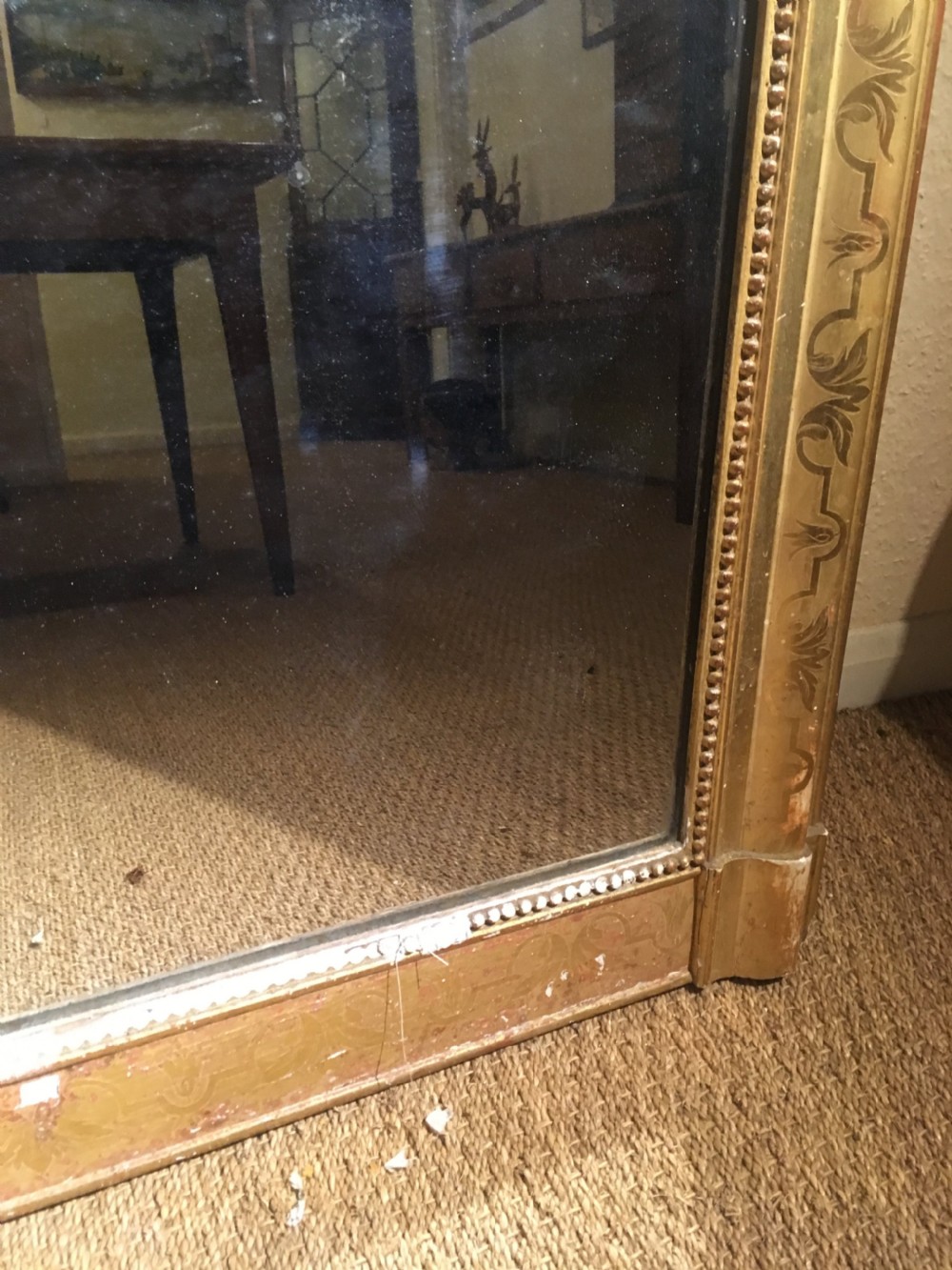 Antique gilt mirror 61x42 inches  View V