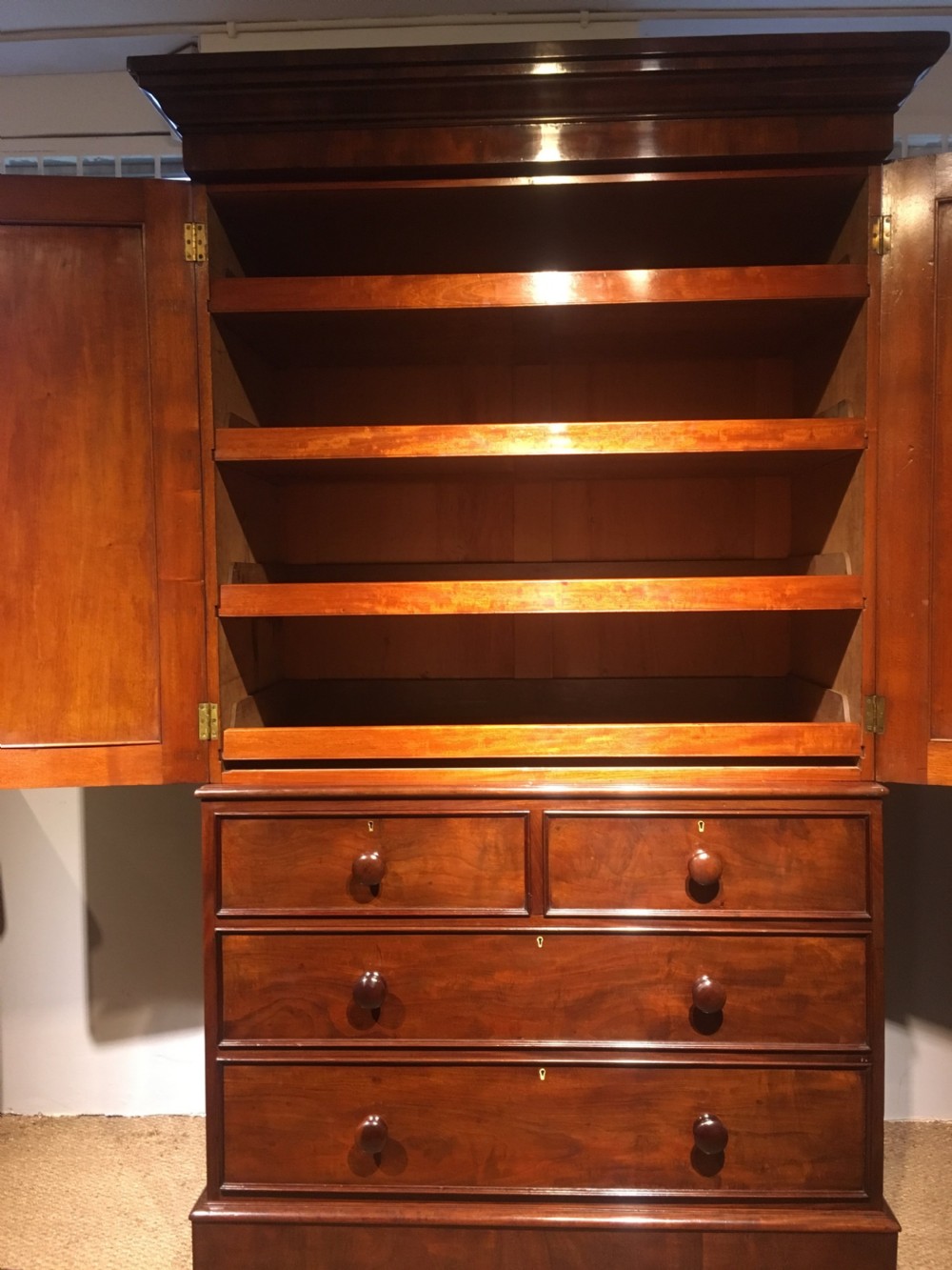 Victorian mahogany linen press  View VIII