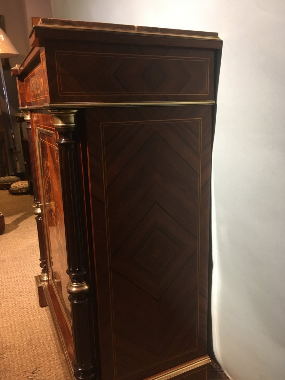 Napoleon III rosewood and inlaid side cabinet   View VII