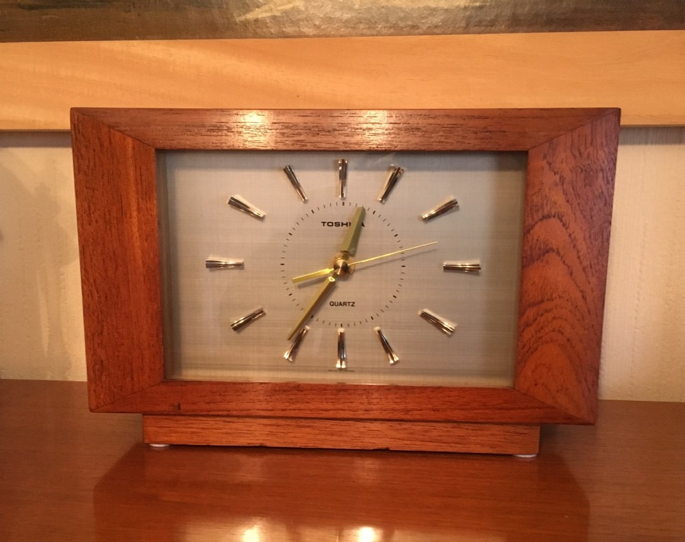 TEAK “MODERNIST” MANTEL CLOCK 