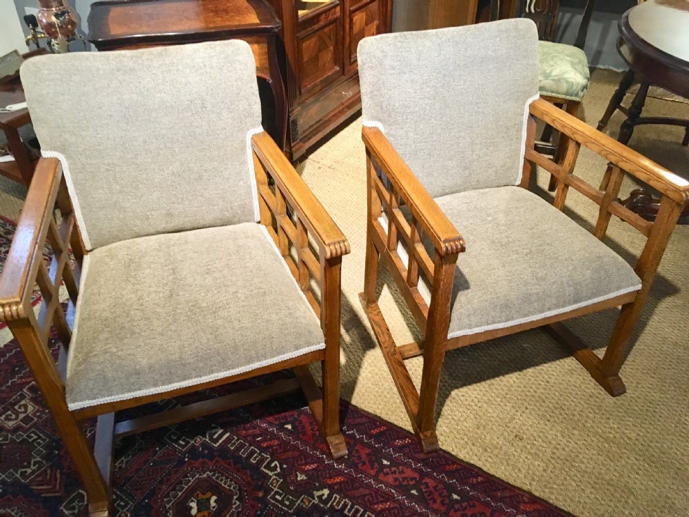 PAIR ARTS AND CRAFTS COTSWOLD ARMCHAIRS  View III