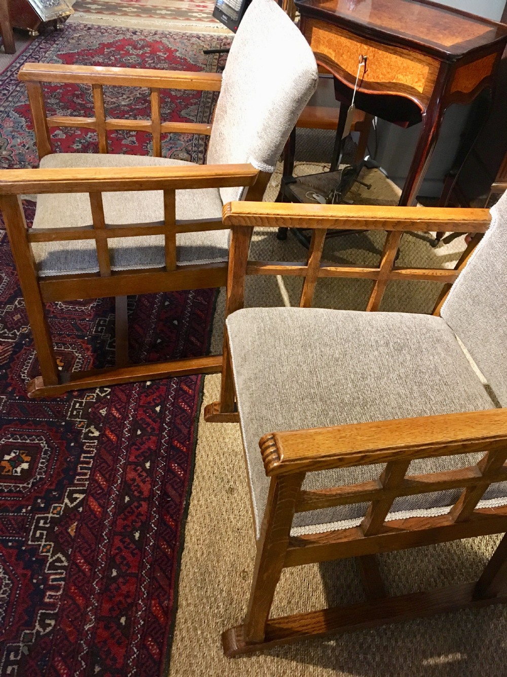 PAIR ARTS AND CRAFTS COTSWOLD ARMCHAIRS  View V