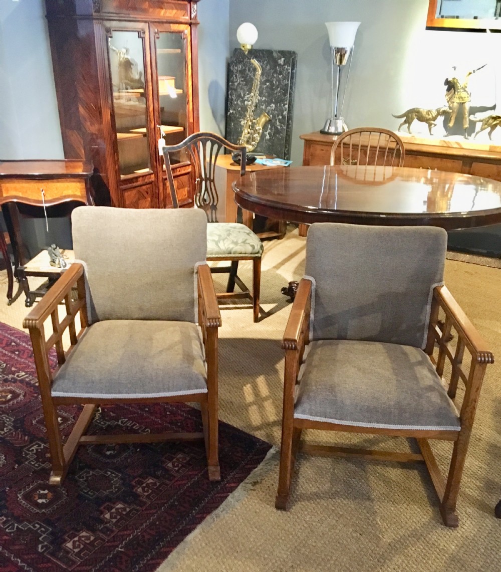 PAIR ARTS AND CRAFTS COTSWOLD ARMCHAIRS  View XI