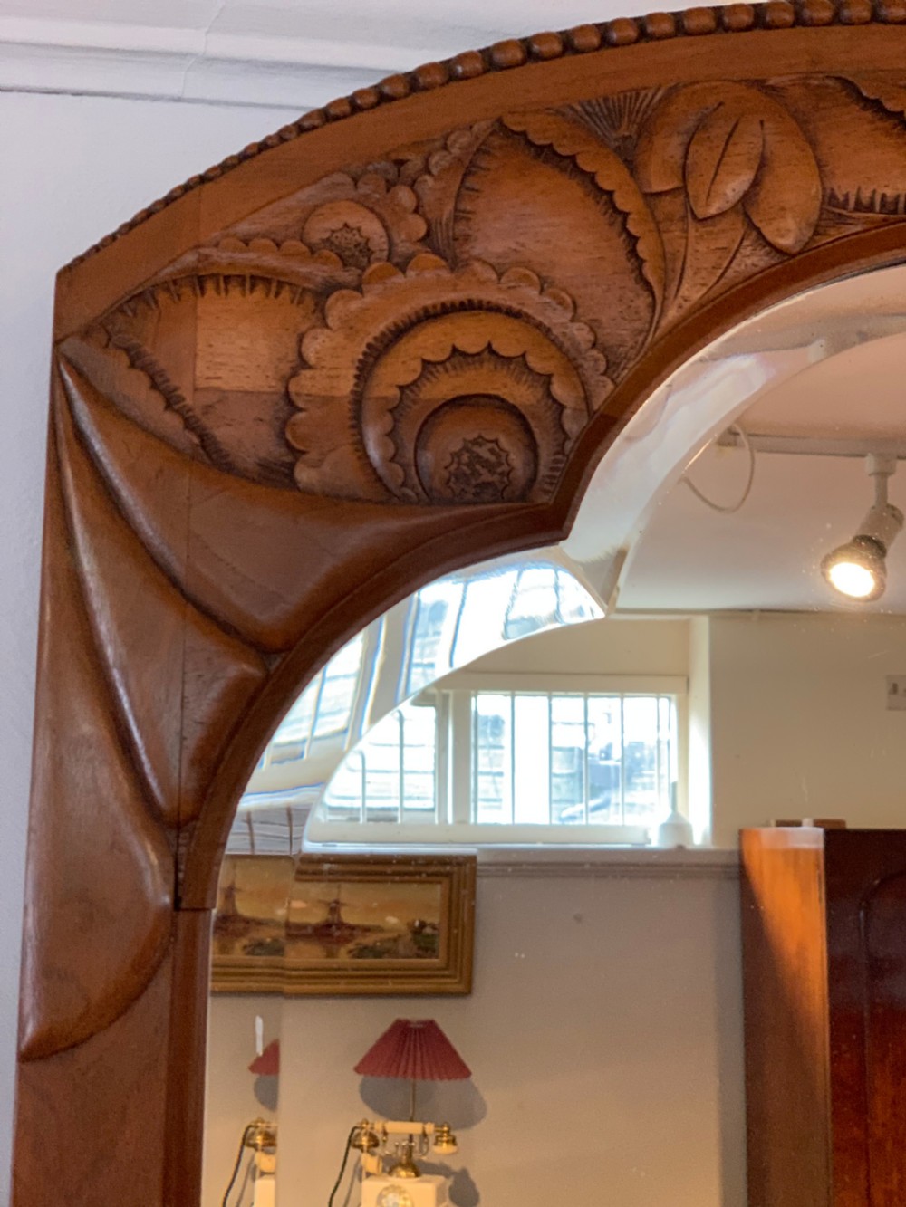 Art Deco walnut mirror  View II