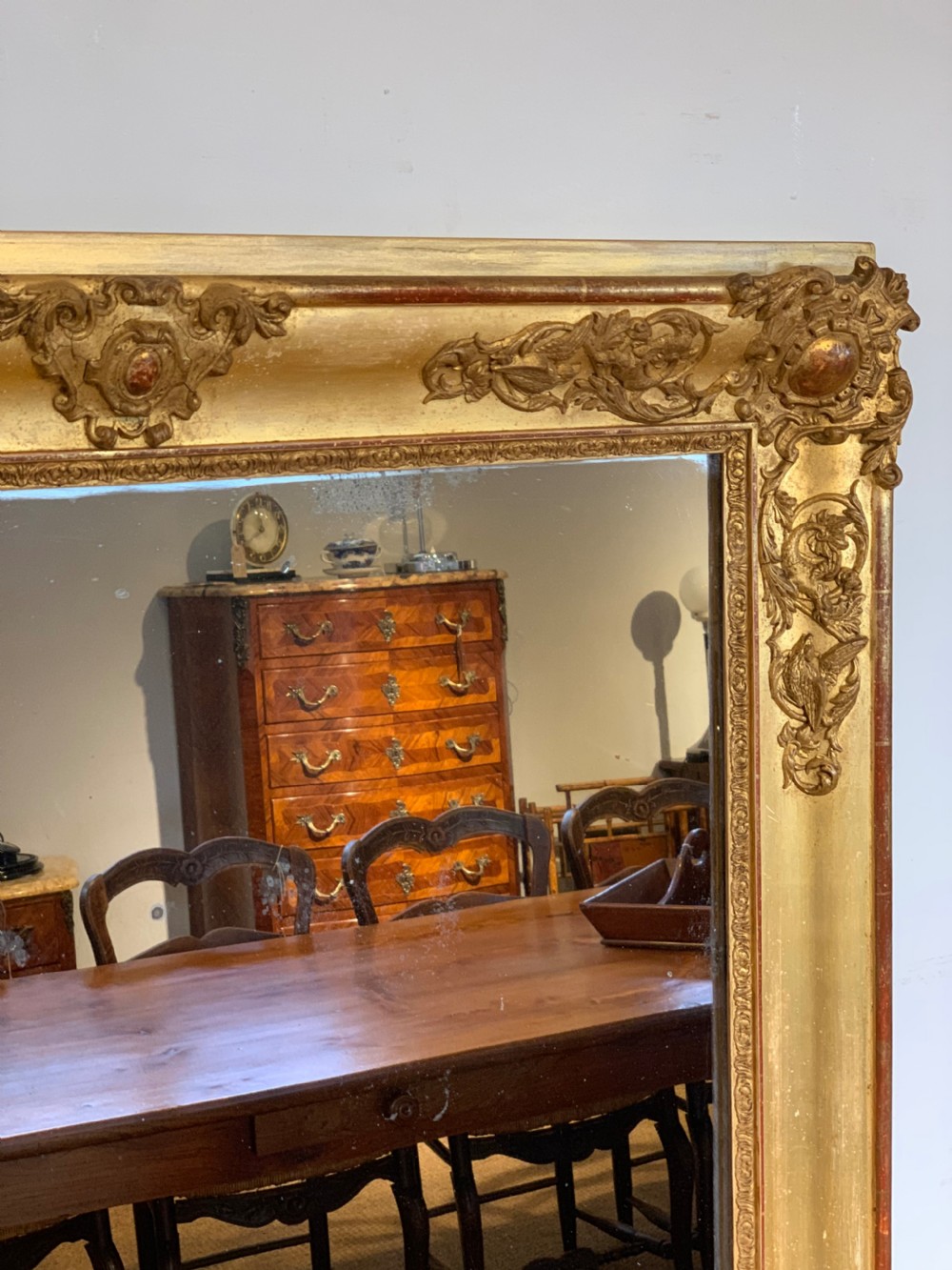 Tall narrow gilt mirror 65.5 x 34 inches  View III
