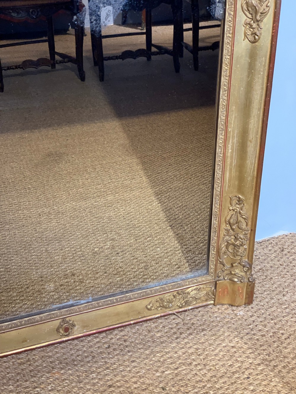 Tall narrow gilt mirror 65.5 x 34 inches  View VI