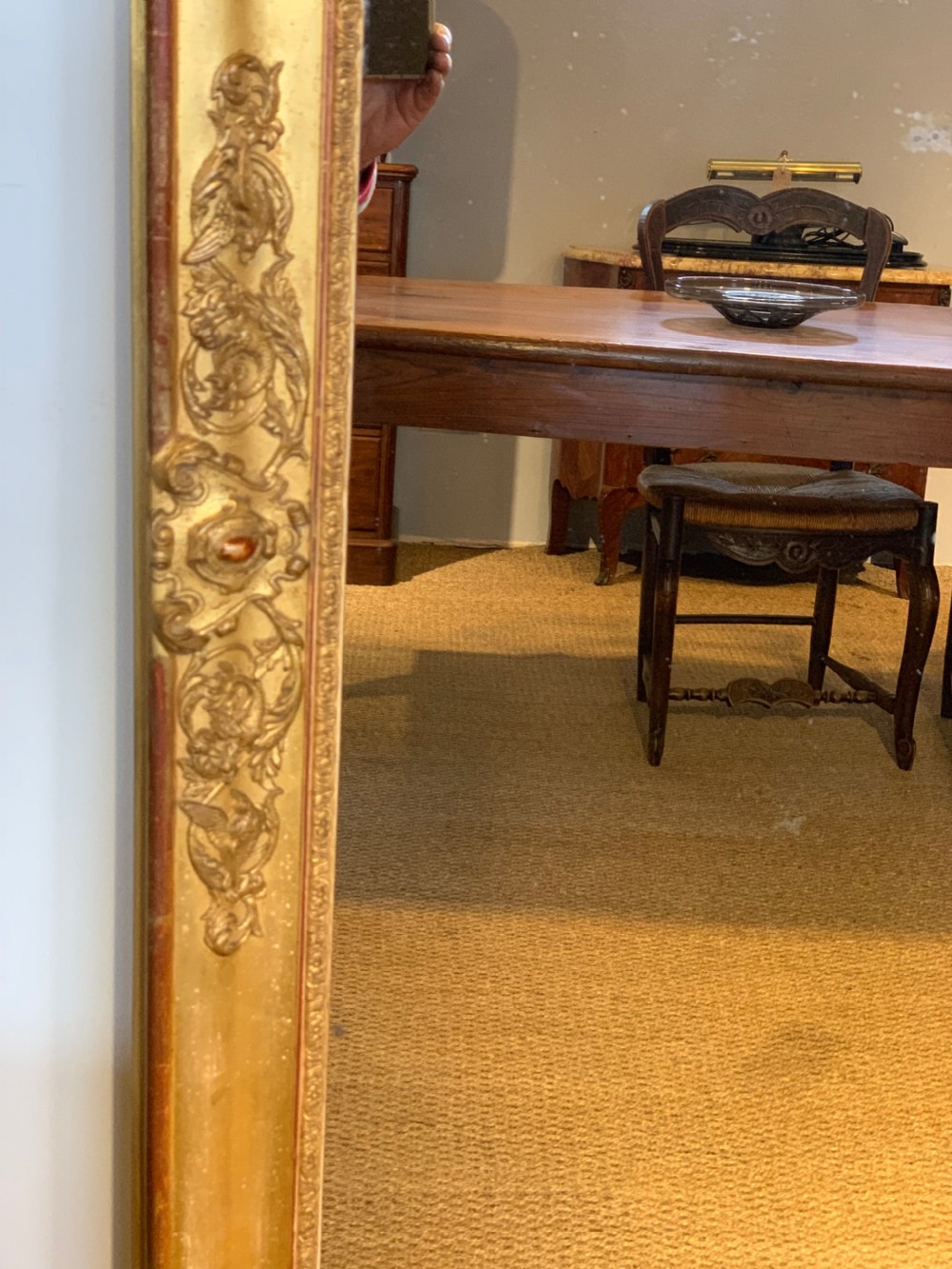 Tall narrow gilt mirror 65.5 x 34 inches  View VII
