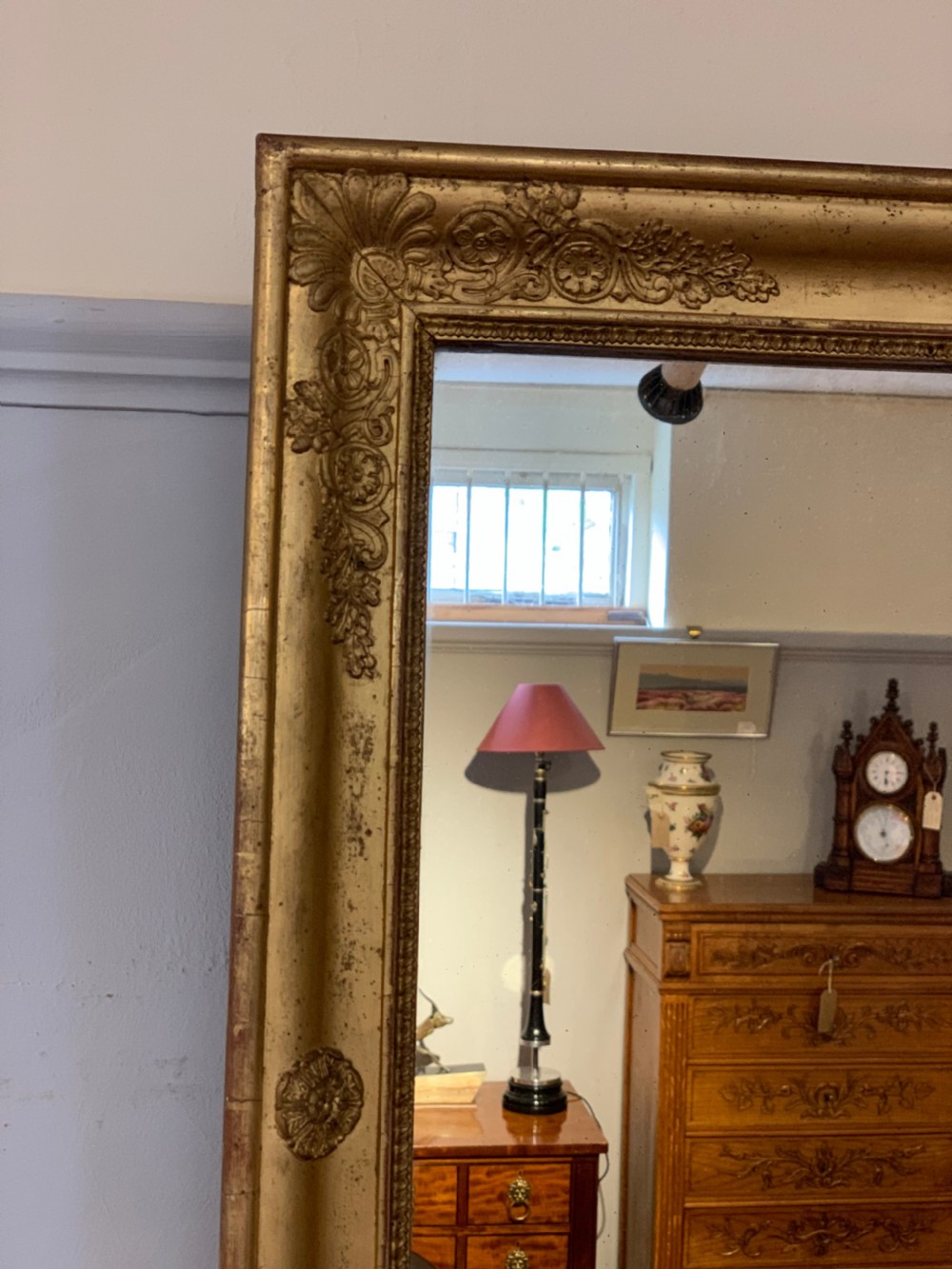 Antique gilt mirror 21.5 inches X 26 inches  View V