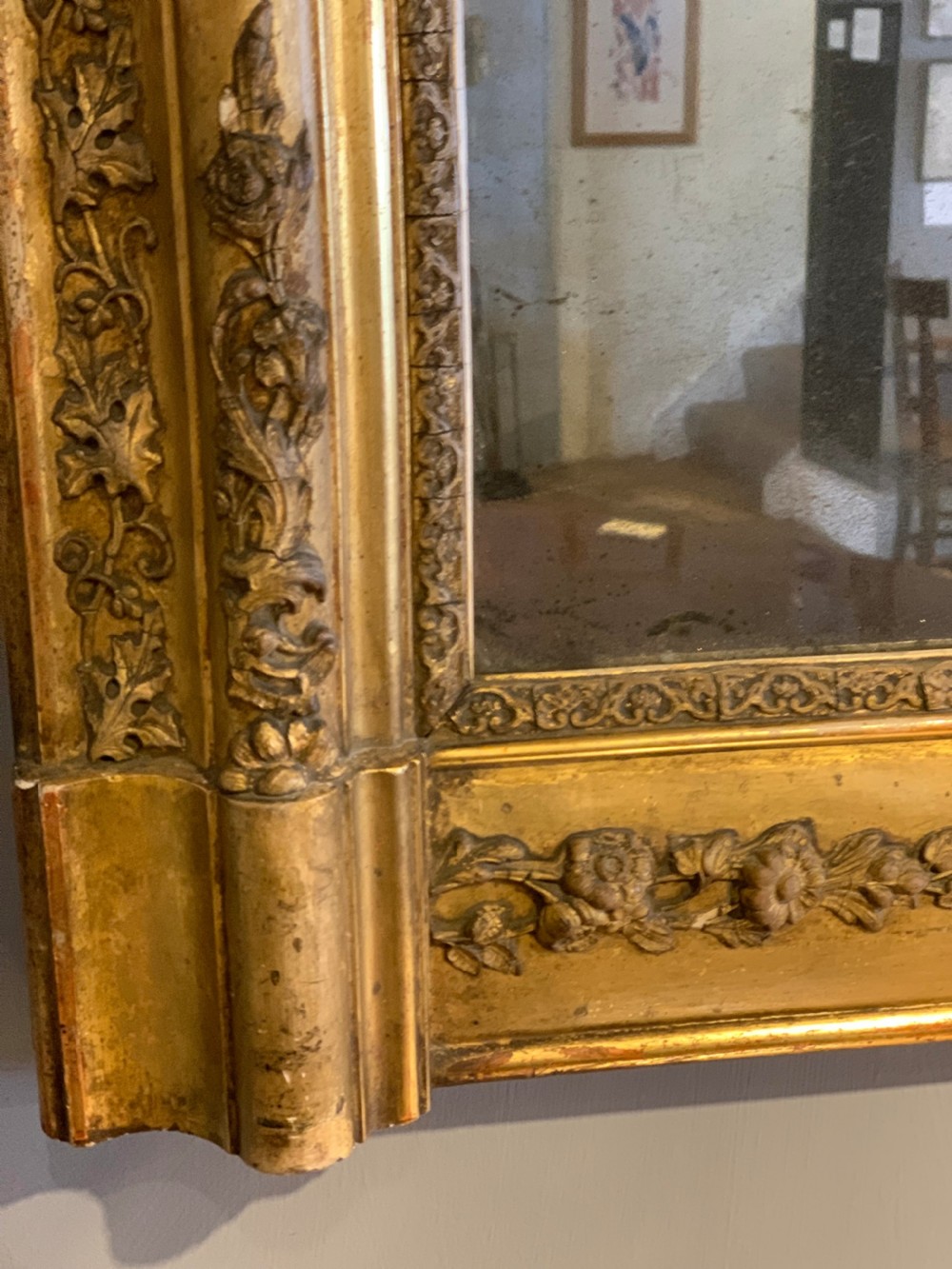 antique gilt mirror 39 inches x 31   View II