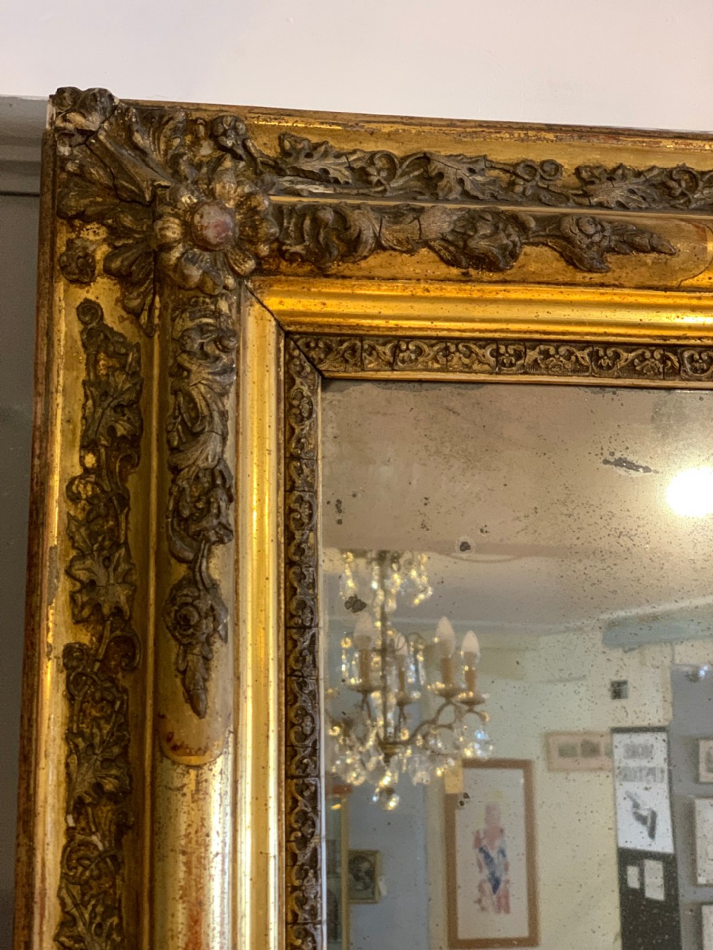 antique gilt mirror 39 inches x 31   View III