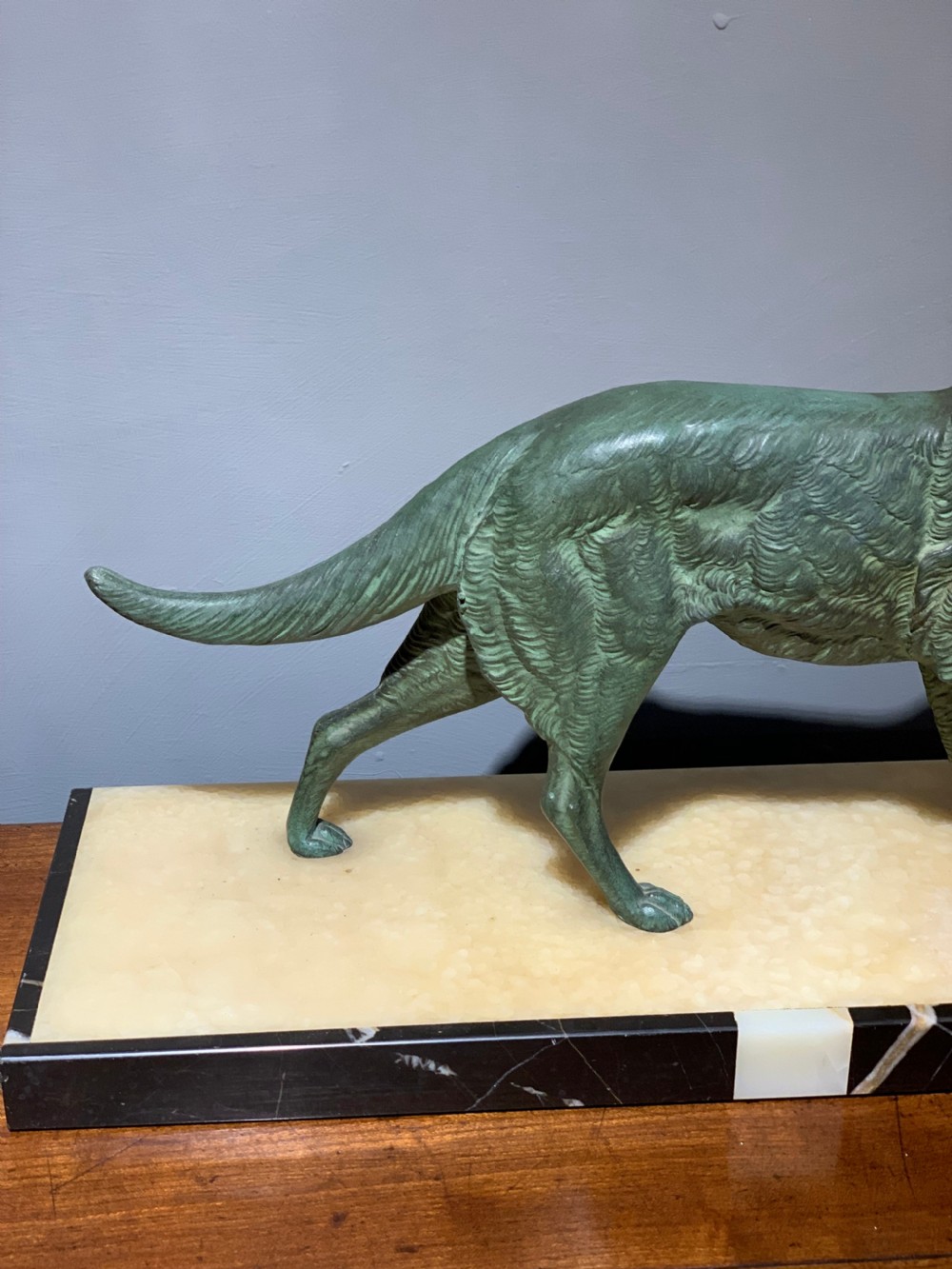 Art Deco spelter dog by M Leduoc  View III