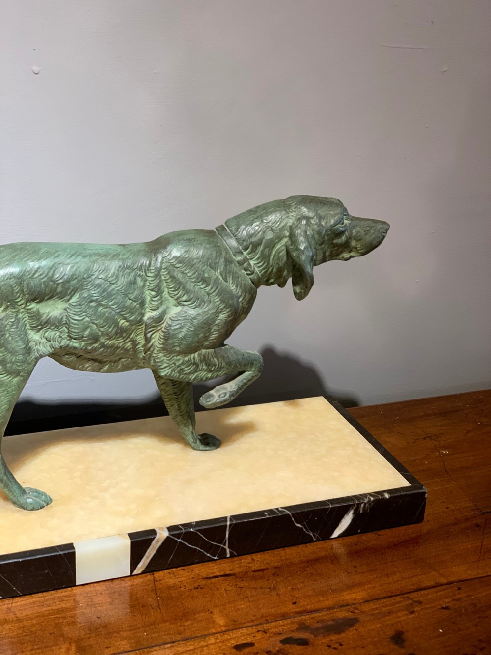 Art Deco spelter dog by M Leduoc  View IV