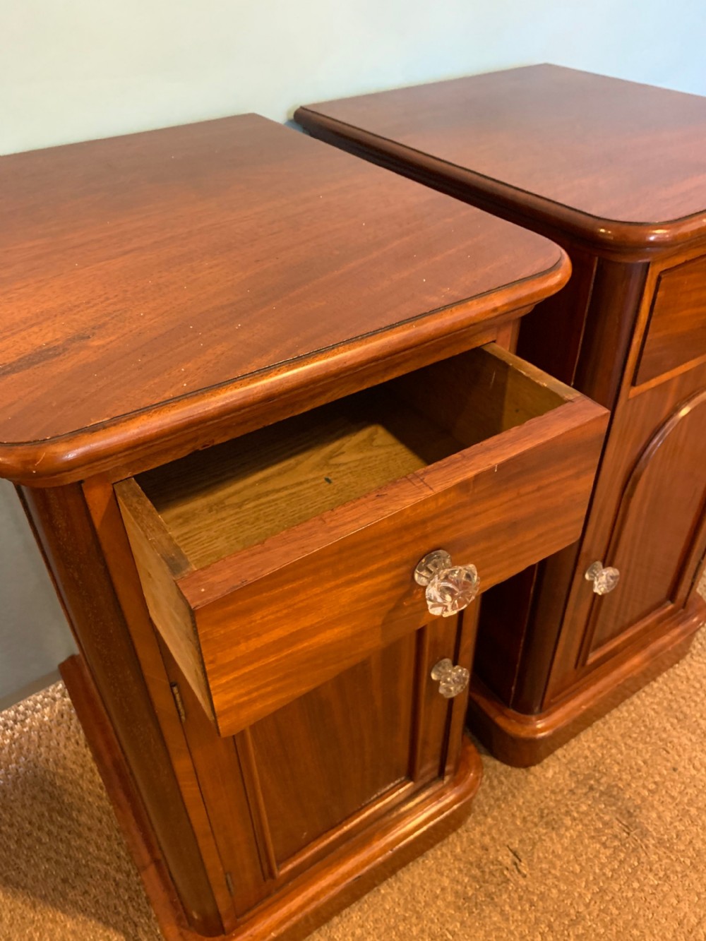 Pair of mahogany bedside cabinets  View II