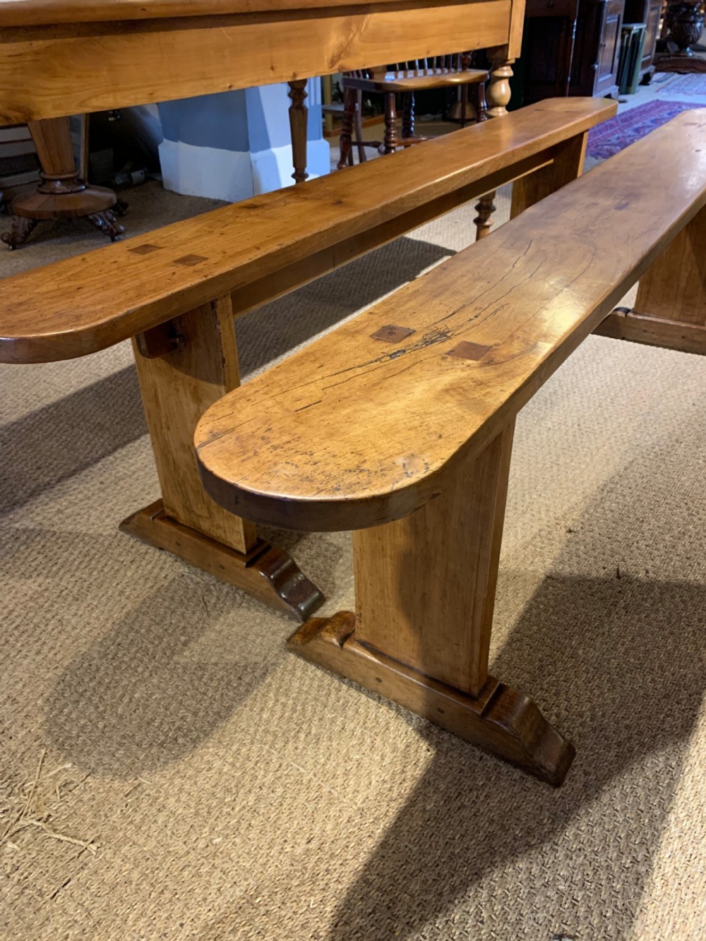Pair of cherry wood benches 182cms  View II