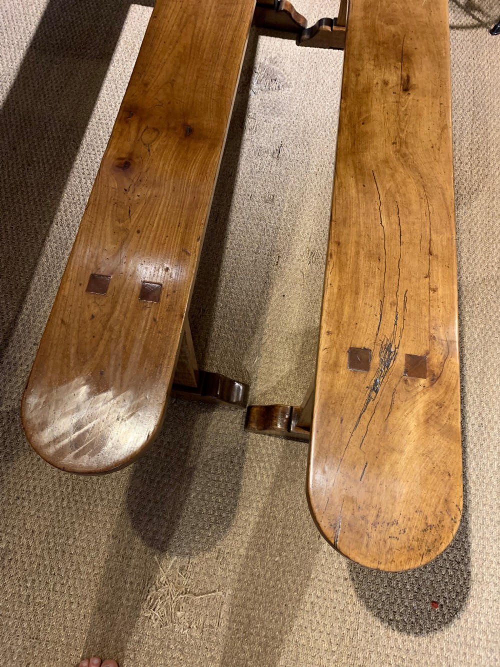 Pair of cherry wood benches 182cms  View V