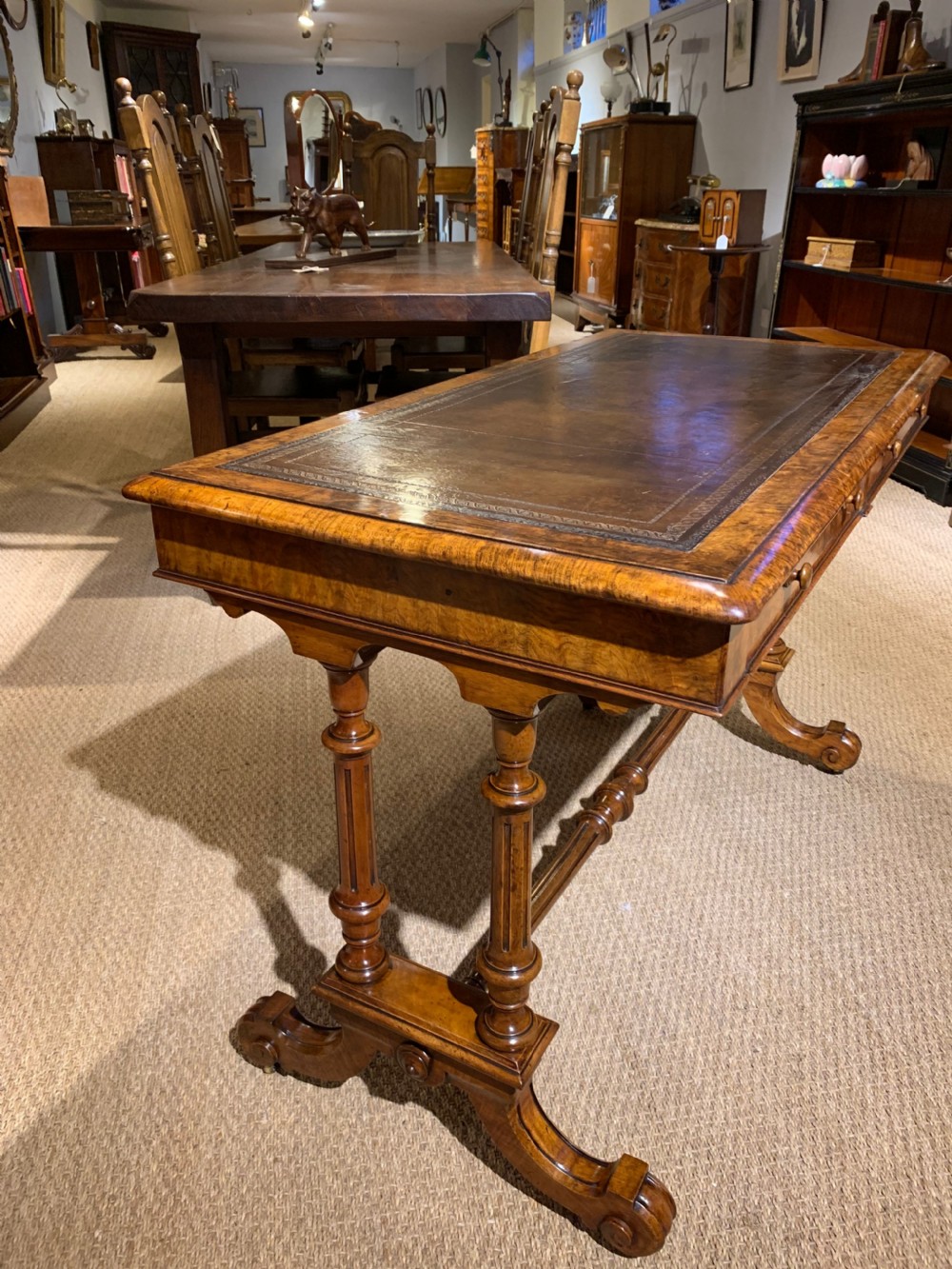 Victorian walnut 2 drawer writing table  View IV