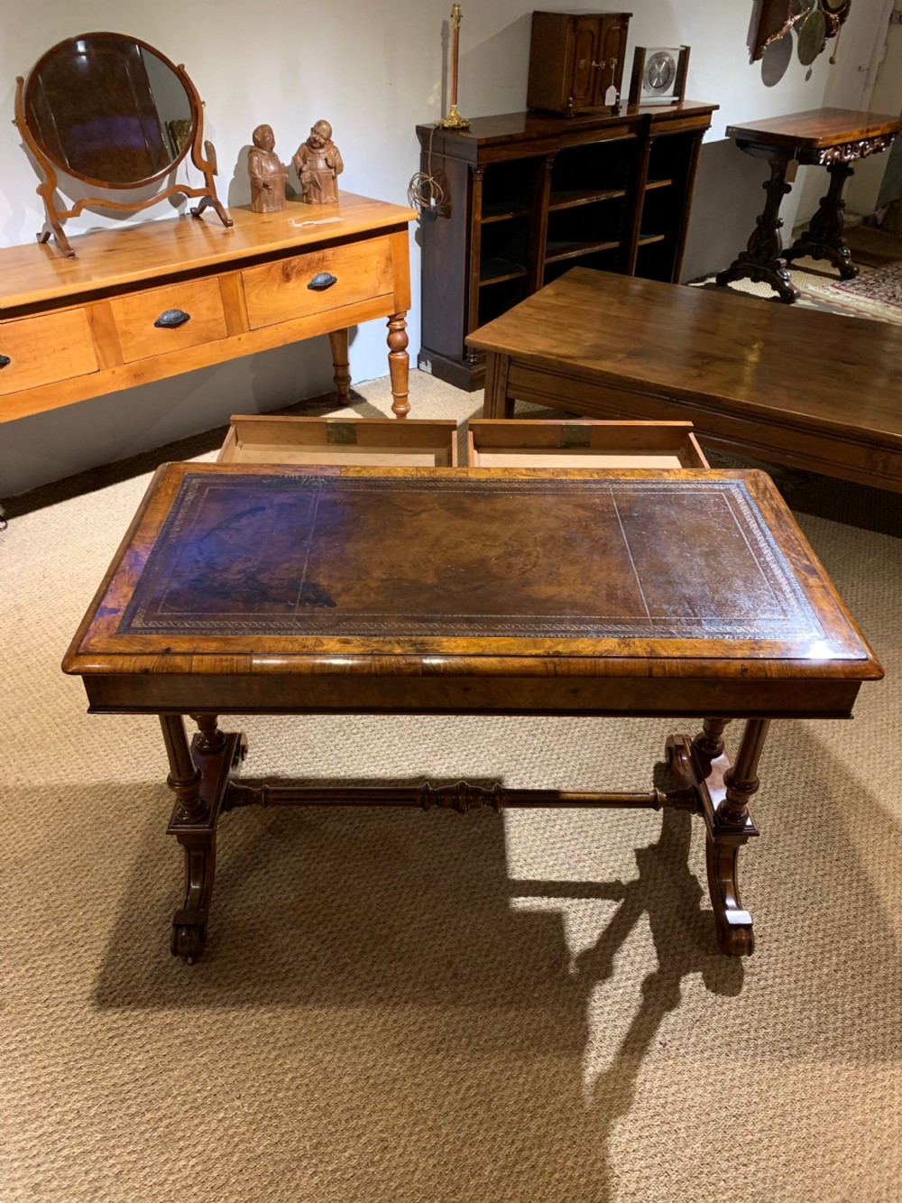 Victorian walnut 2 drawer writing table  View VII