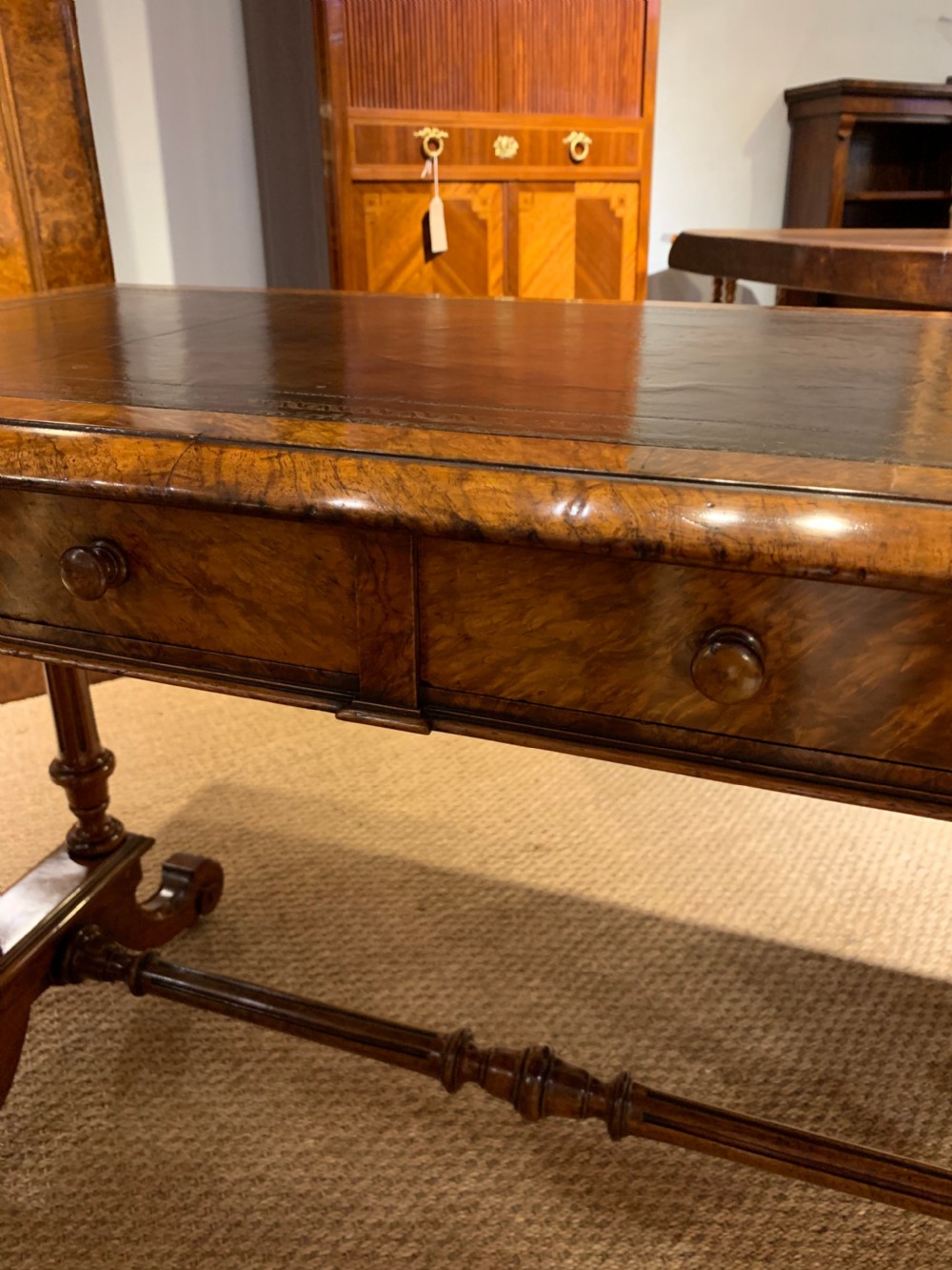 Victorian walnut 2 drawer writing table  View XI