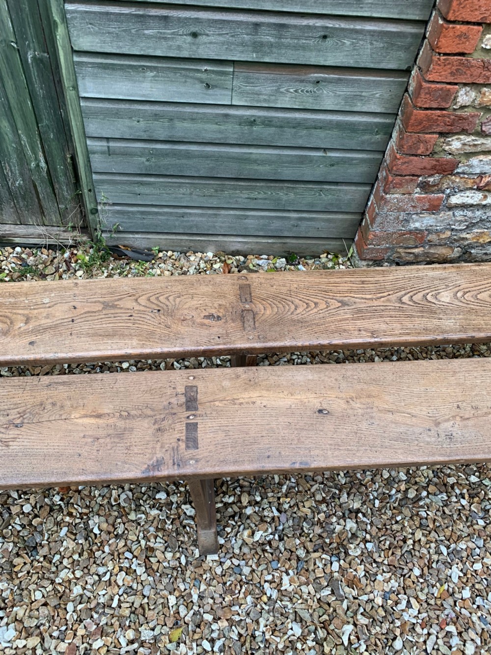 Long pair of Elm benches  3.5 meters  View IV