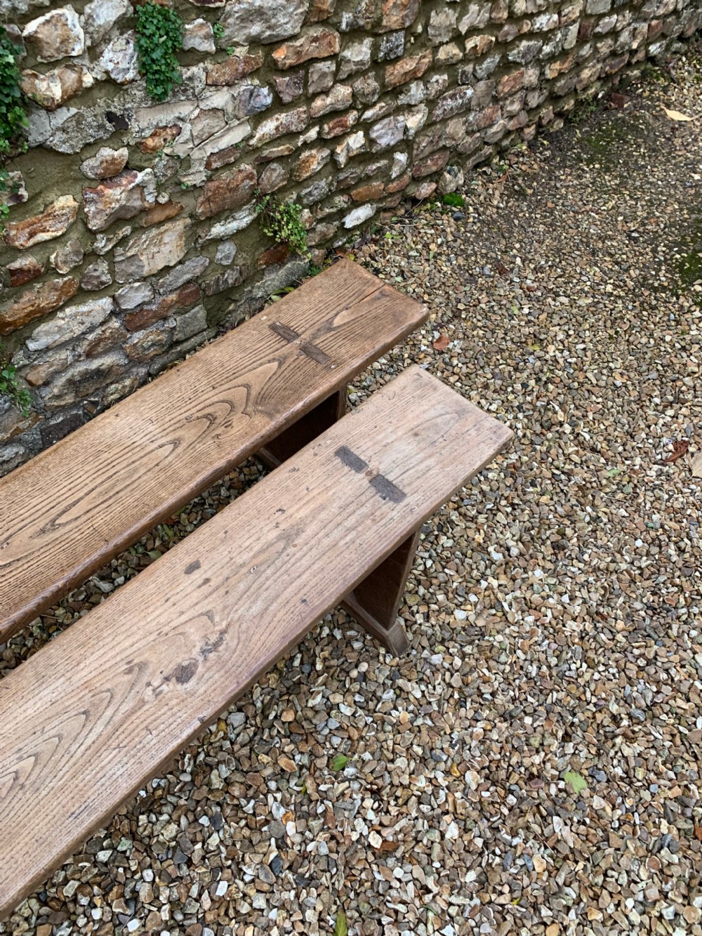 Long pair of Elm benches  3.5 meters  View V