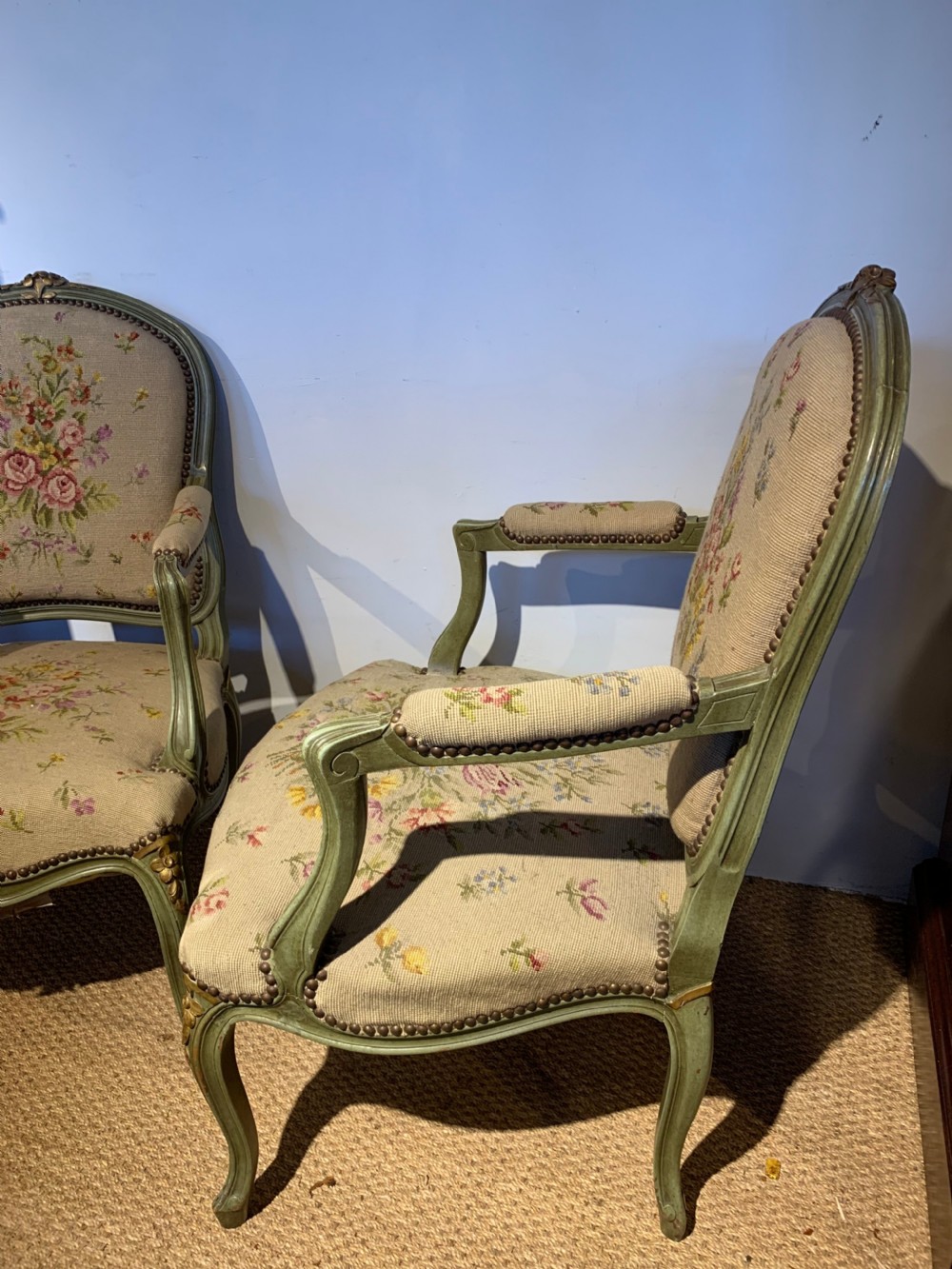 Pair of Louis XV style Fauteuils  View V