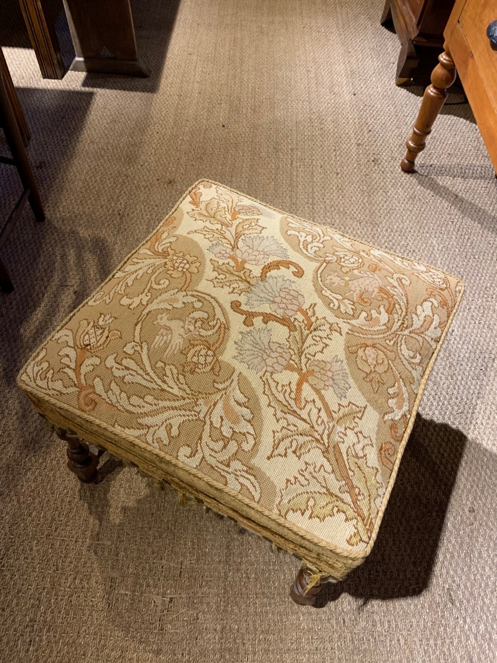 Late 19th century walnut foot stool  View II