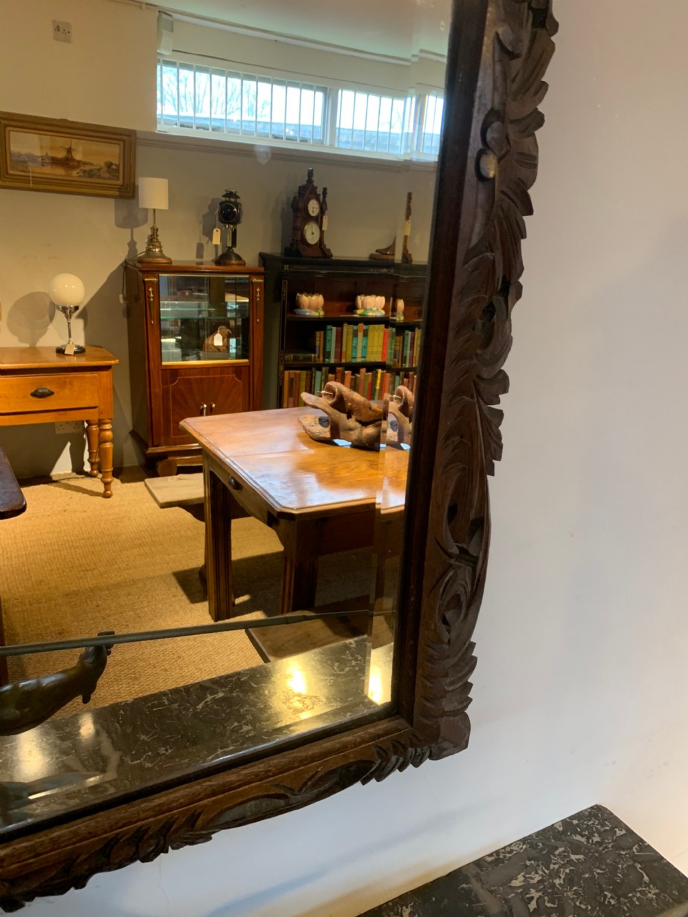 Late 19th century oak framed mirror 34x44 inches  View III