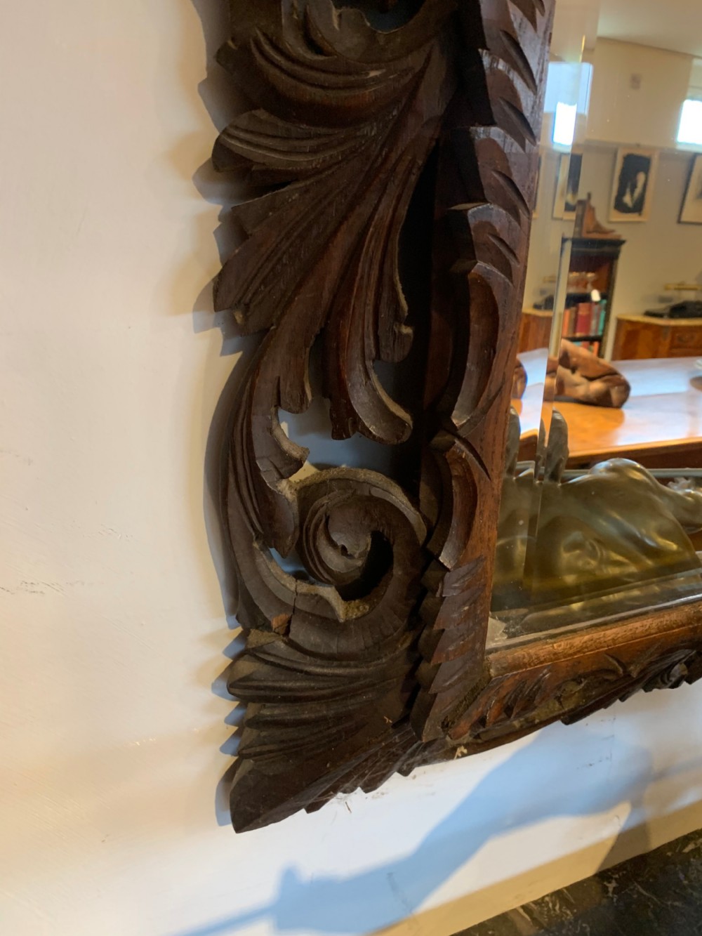 Late 19th century oak framed mirror 34x44 inches  View V