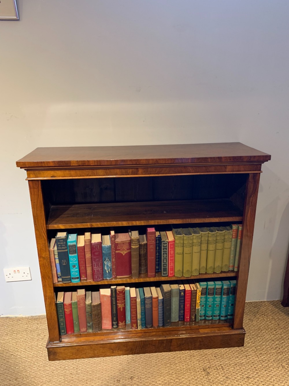 Victorian walnut open bookcase 