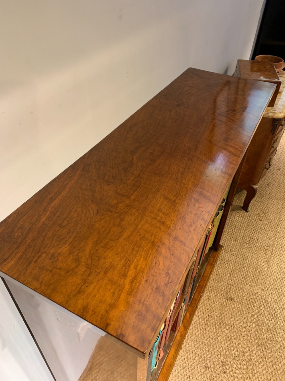 Victorian walnut open bookcase  View V