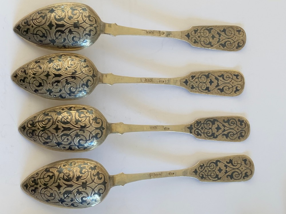 Set of 4 Russian silver and Niello   View II