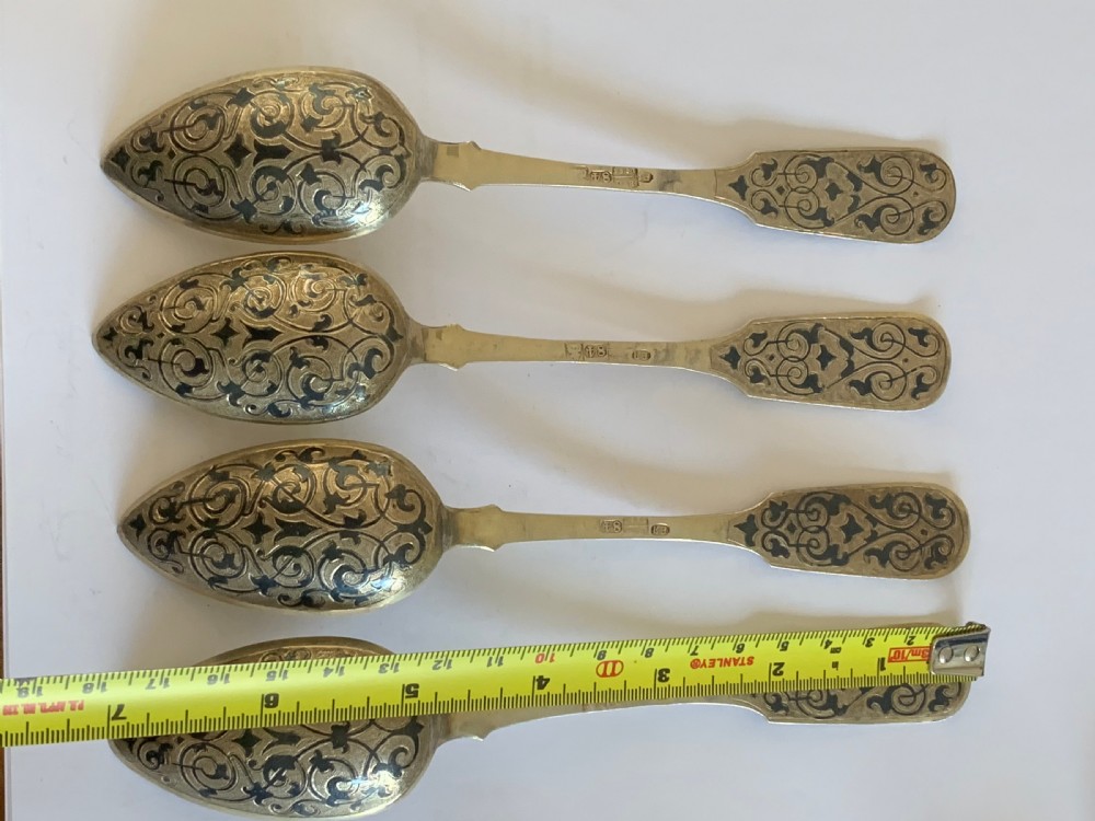 Set of 4 Russian silver and Niello   View V