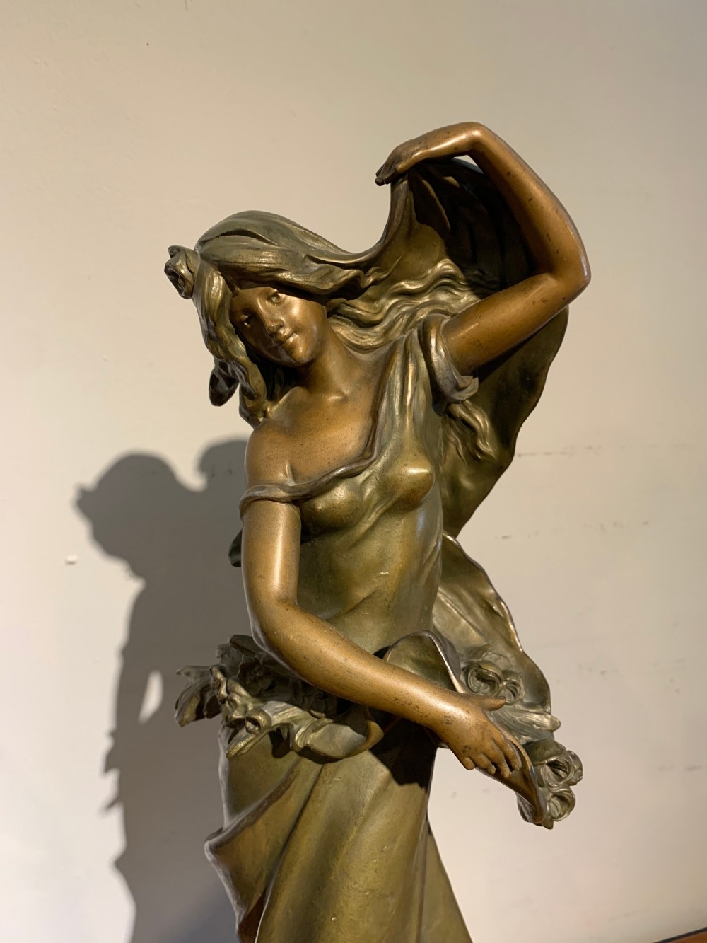 Large Art Nouveau spelter figure by August Moreau  View II
