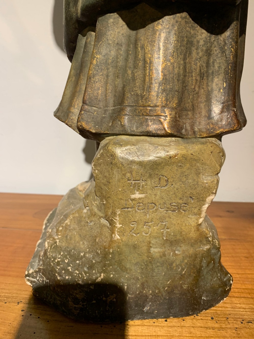 Large terracotta figure of a fish seller   View V