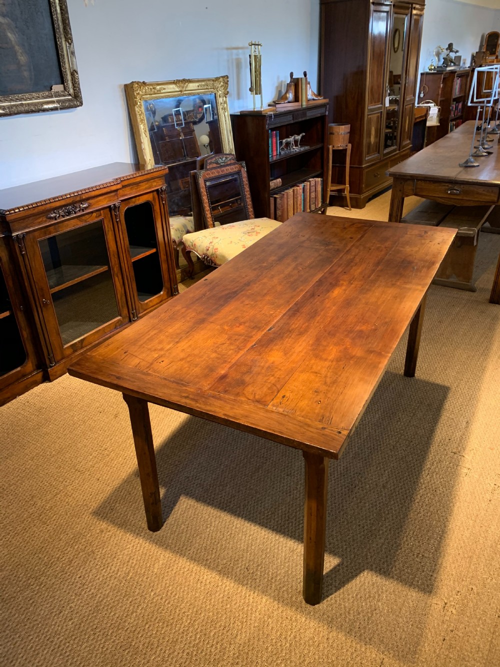 Small 19th century cherry wood farmhouse table 