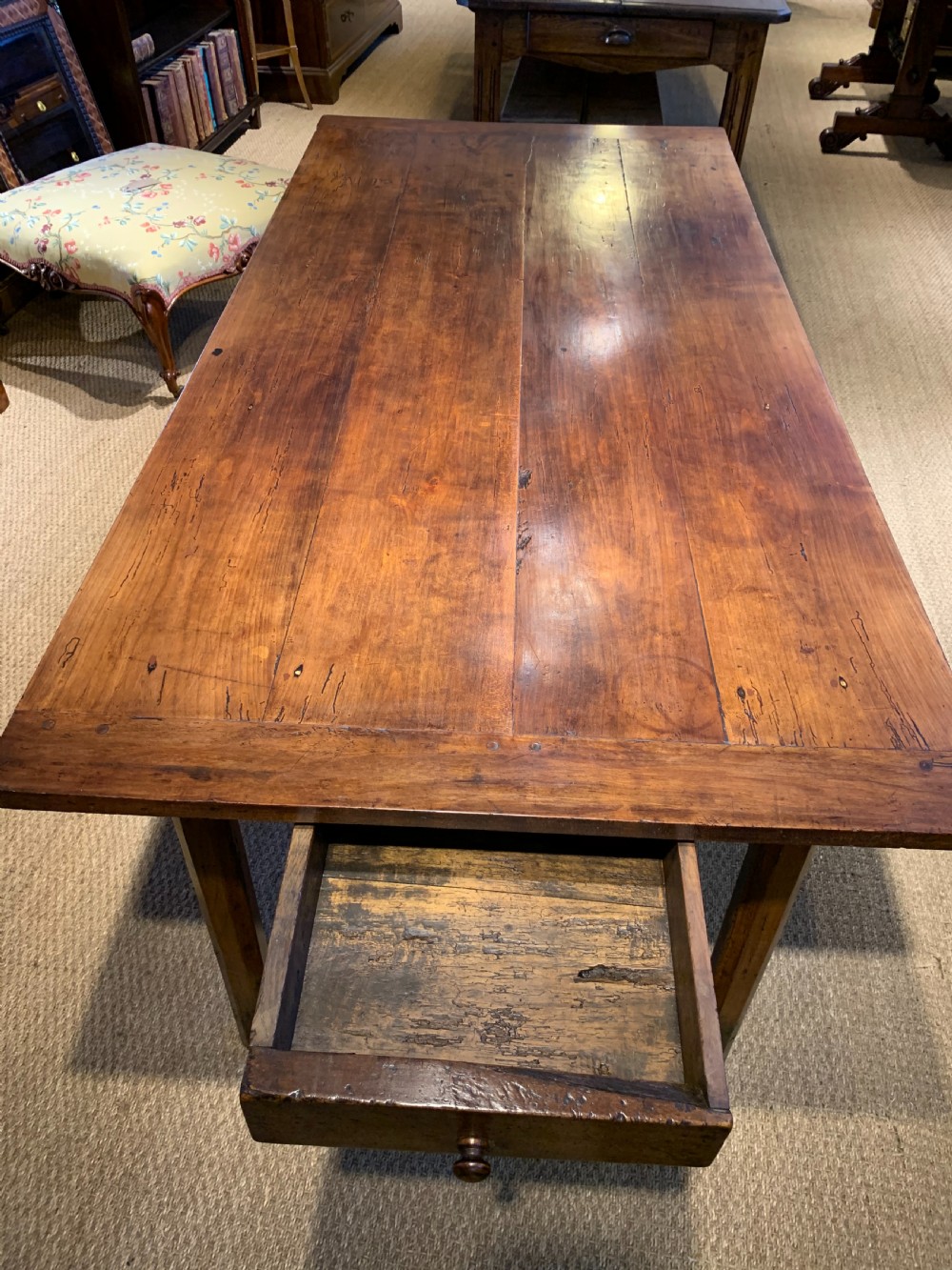 Small 19th century cherry wood farmhouse table  View V