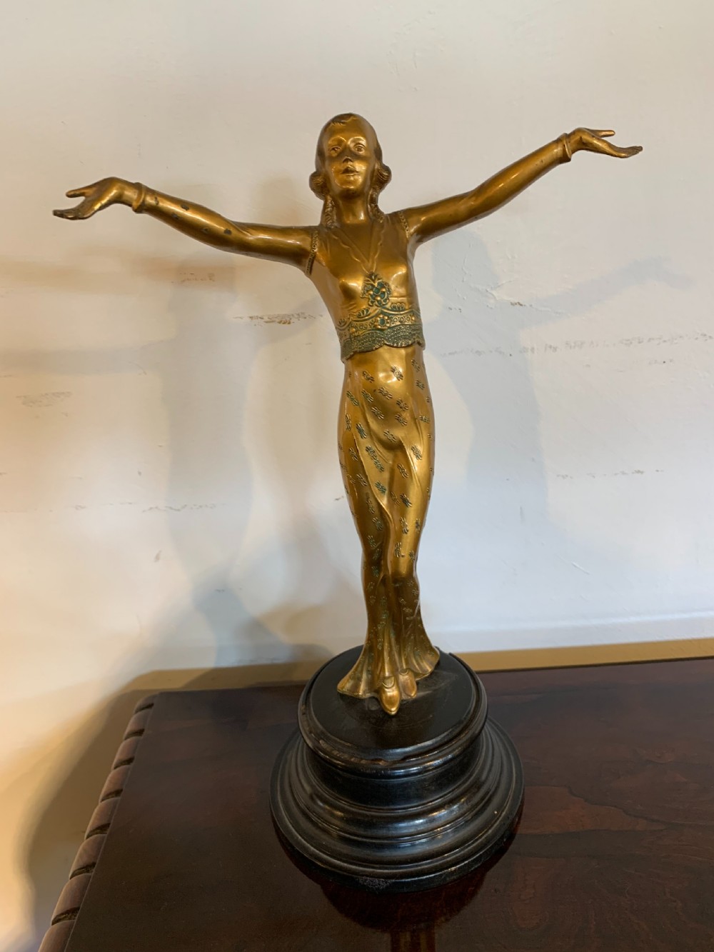 Art Deco spelter figure of a woman 