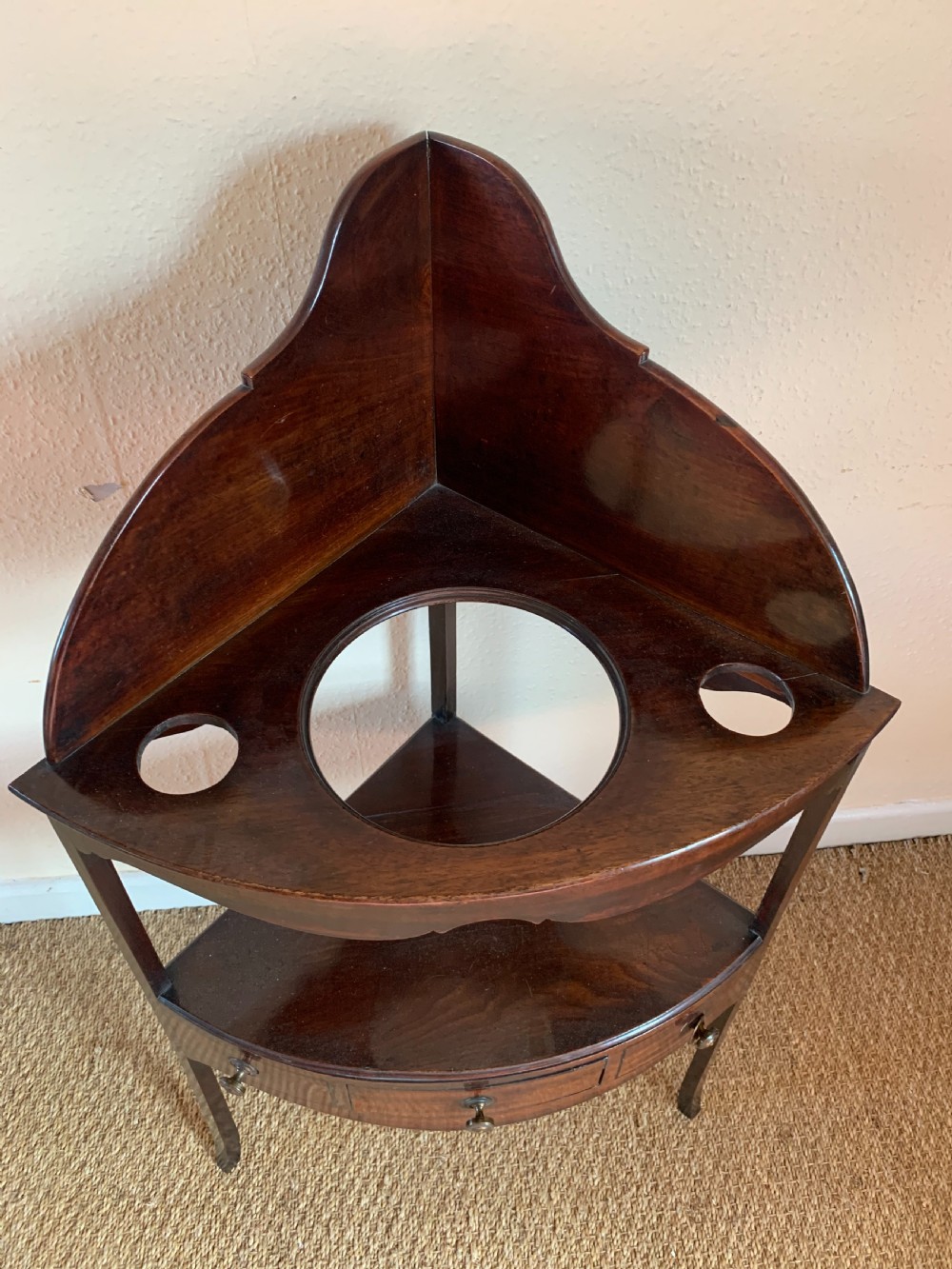Georgian mahogany corner washstand  View II
