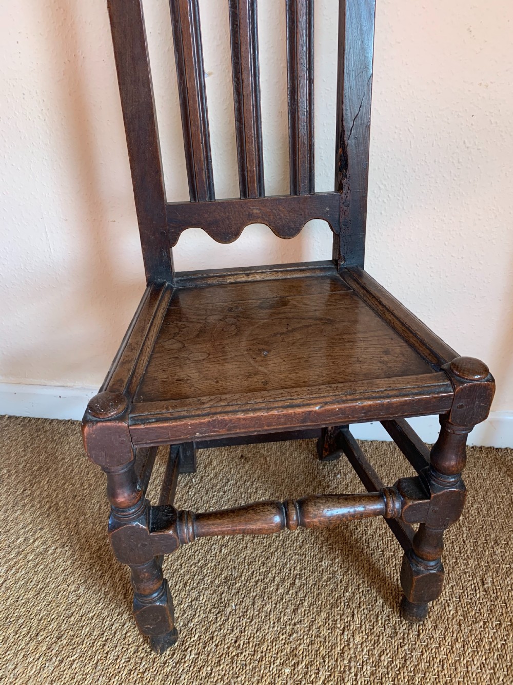 Antique oak hall chair  View III